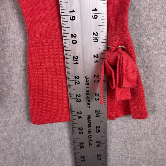 Talbots Sweater Women's Large Red Cashmere Blend Pullover Tie Cuff Preppy Casual - Picture 5 of 10